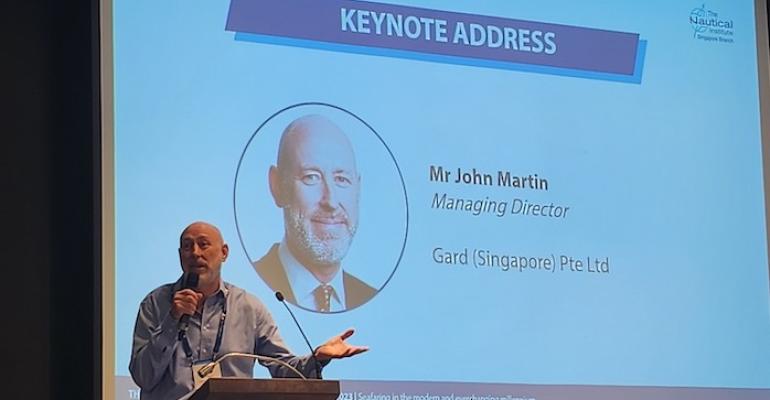 John Martin from Gard speaking at Singapore Nautical Institute conference
