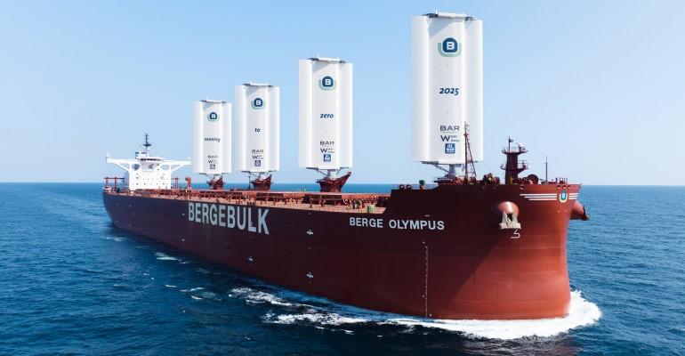 Berge Olympus at sea with WindWings installed