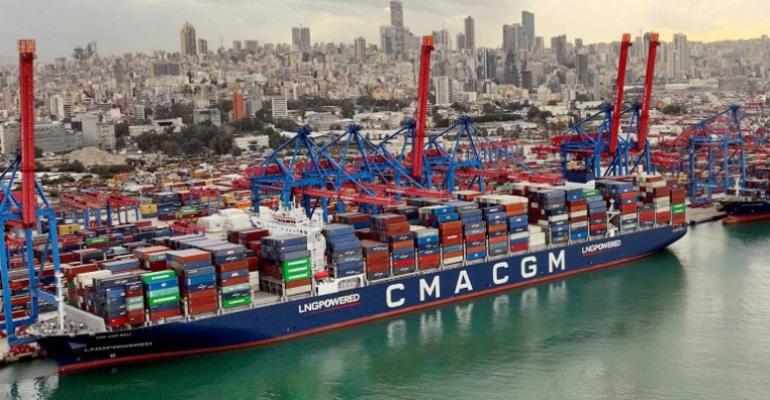 CMA CGM vessel in port