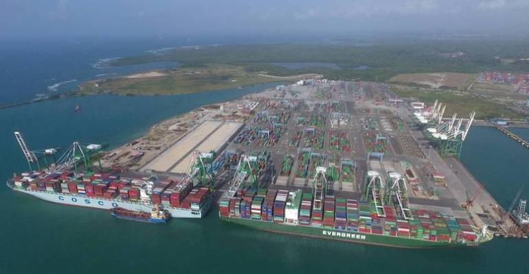 Aerial view of Colon Container Terminal in Panama