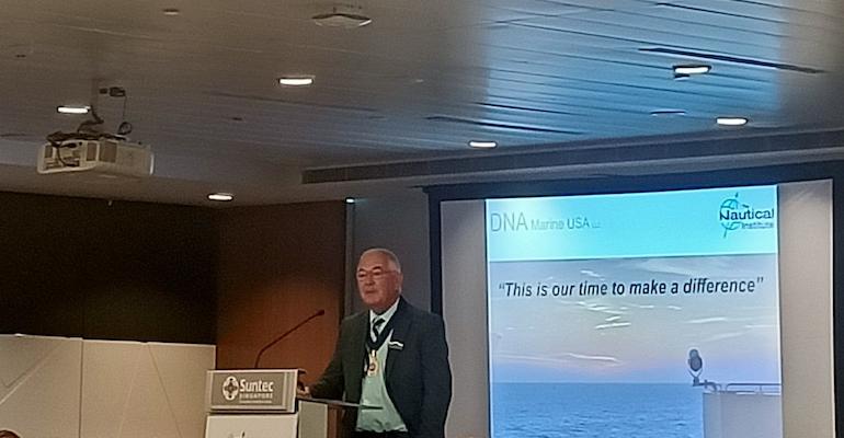 Capt LeGoubin speaking at the Nautical Institute Singapore Conference