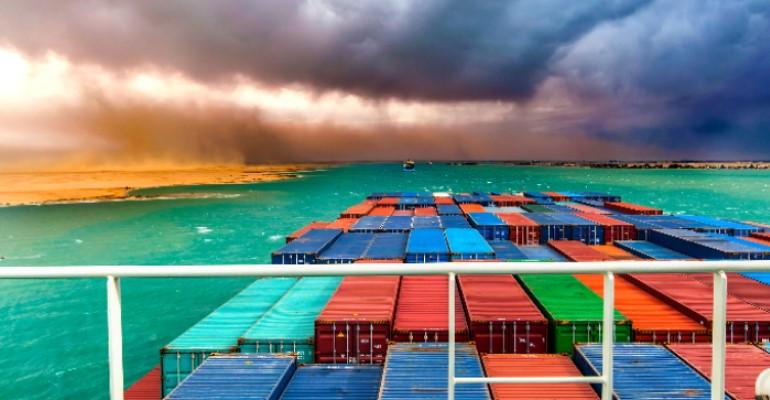 Colourful shipping containers on a ship