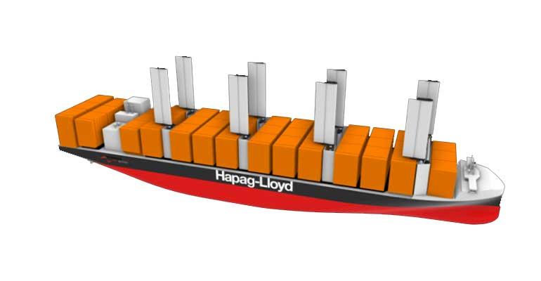 Hapag-Lloyd wind-powered box ship concept