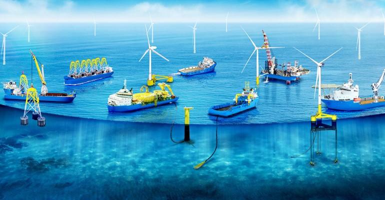 Offshore wind work vessels render