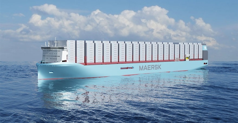 A rendering of a Maersk methanol-fuelled vessel
