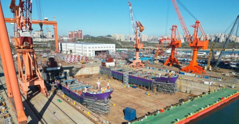Two Northern Lights CO2 carriers under construction at Dalian