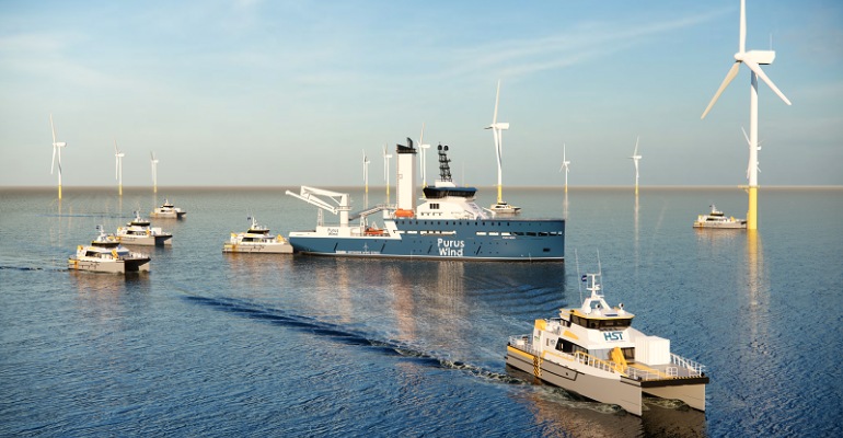 Mock ups of Damen support vessels