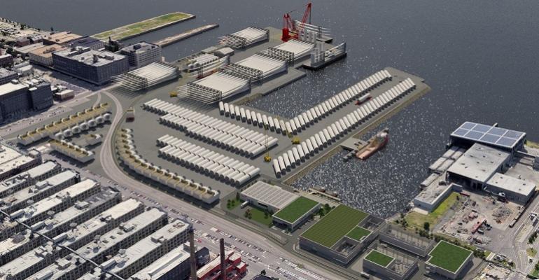 Artistic rendering of concept for site development of the South Brooklyn Marine Terminal 