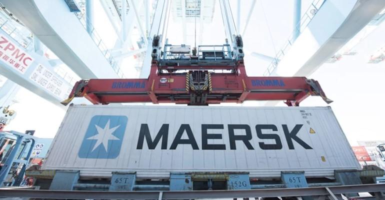 A Maersk container in port