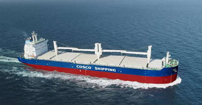 cosco shipping vessel in sea