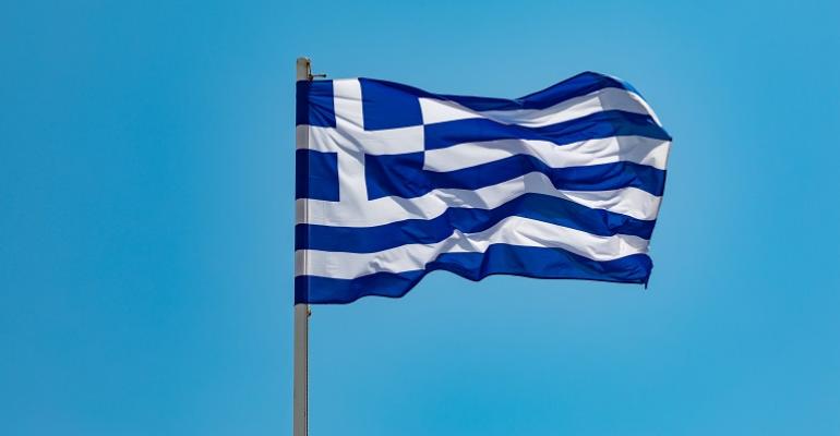Greek flag flying
