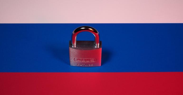 Russian flag and padlock