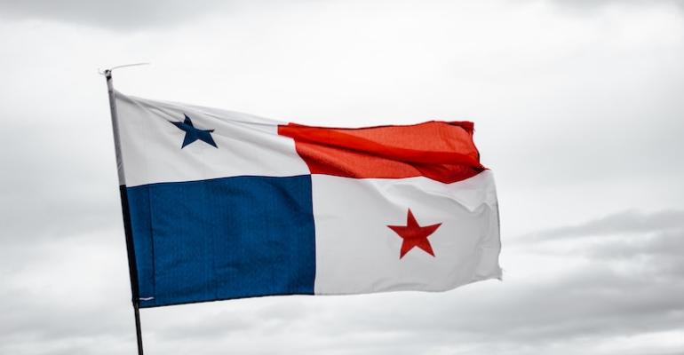 Panama flag flying in wind