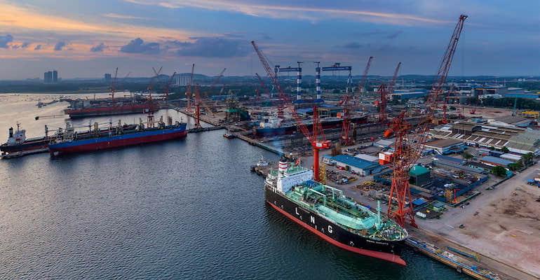 View of MMHE shipyard in Johor, Malaysia