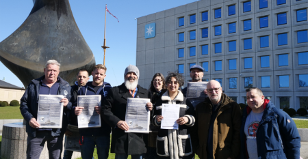Union representatives outside Maersk HQ