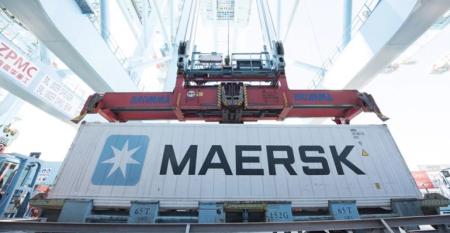 A Maersk container in port