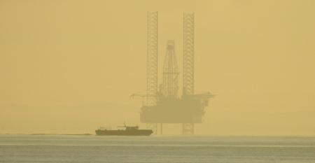 Jack-up rig anchored off Malaysia