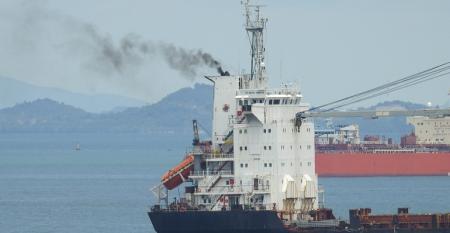 Smoke from ship funnel